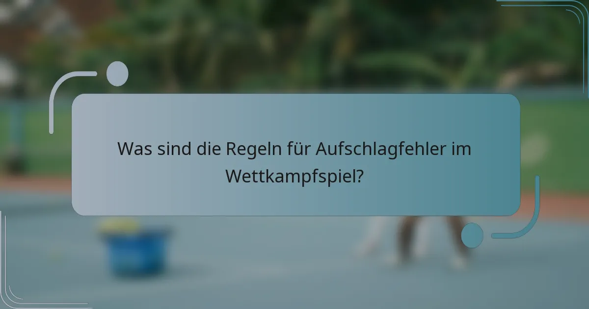 Was sind die Regeln für Aufschlagfehler im Wettkampfspiel?