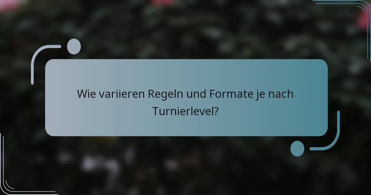 Wie variieren Regeln und Formate je nach Turnierlevel?